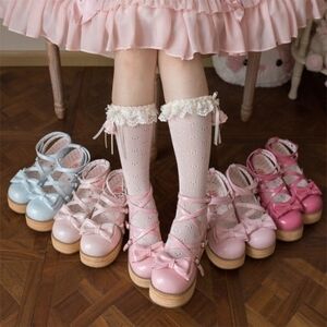 MODO Wood Grain High Platform Lolita Heels Shoes